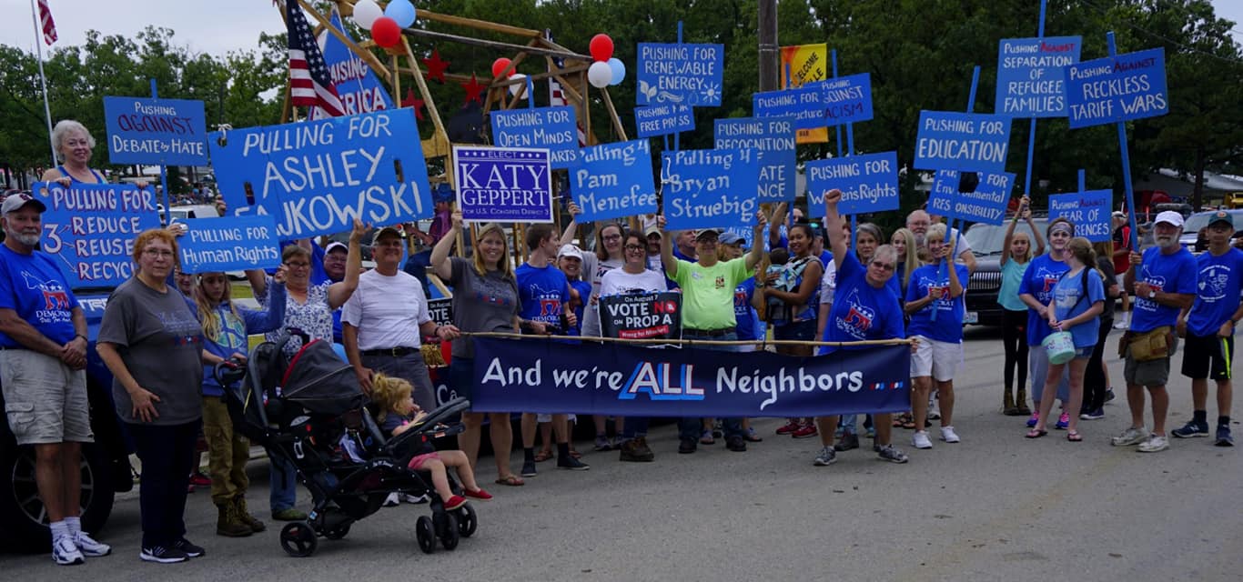 Rural Democrats at a parade in Gasconade County, Missouri